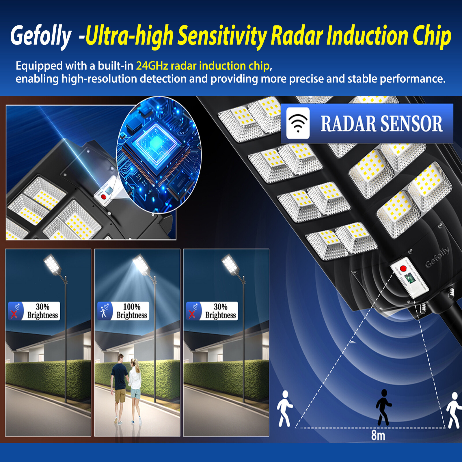 8700W Commercial Solar Street Lights Outdoor Dusk to Dawn Super Bright Aluminium