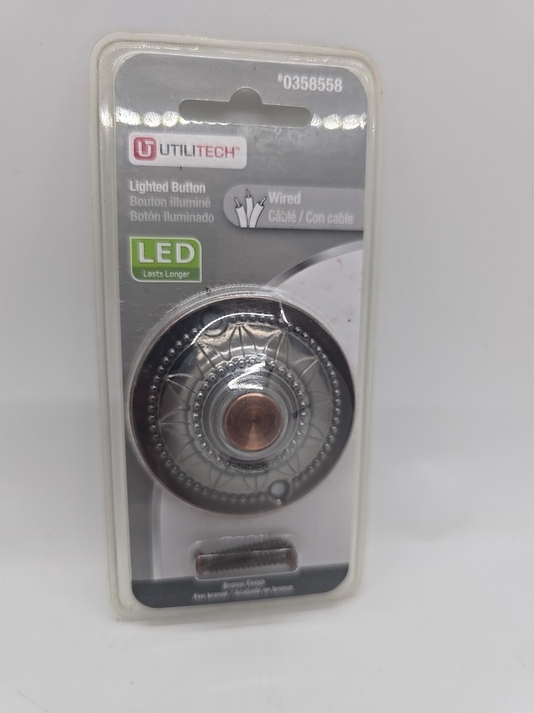 Utilitech Wired Door Bell LED Lighted Button Bronze Finish New In Package