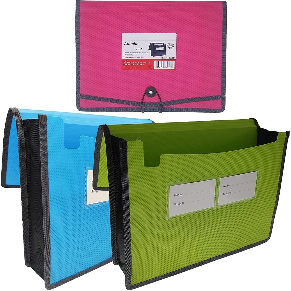 Expanding File Folder Document Organizer with Elastic Cord & Button Closure, ...
