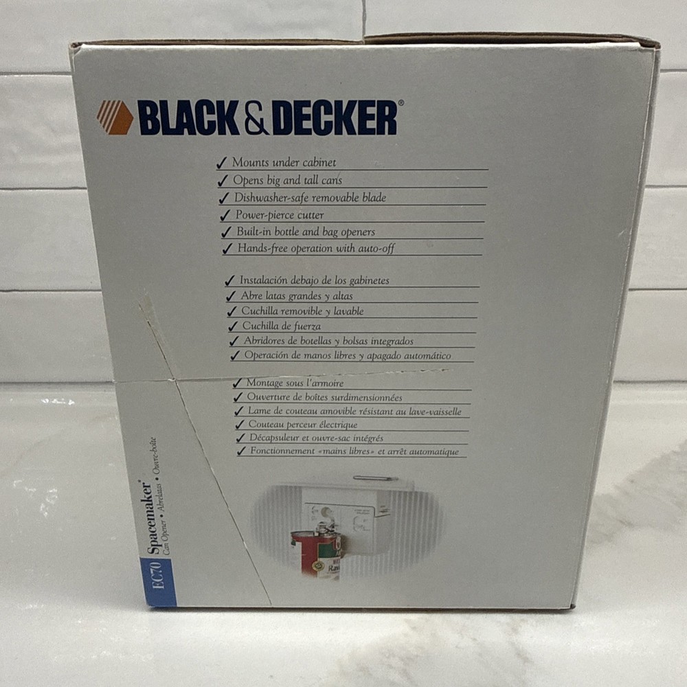 Black & Decker Motorized Spacemaker Can Opener EC70 Under Cabinet Mount NOS 1995