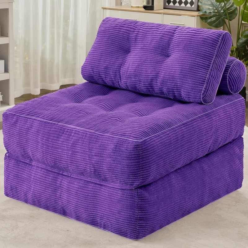 Folding Sofa Bed, Convertible Sleeper Chair Bed w/Dual-Pillow & Handle, Foldable