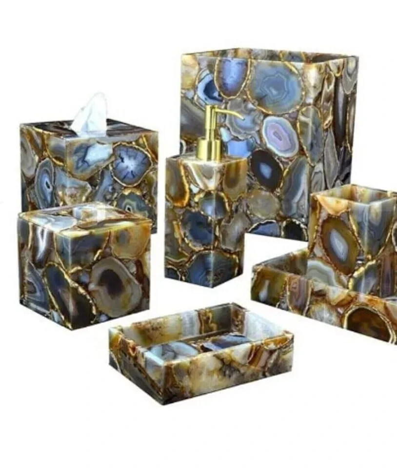 Luxury 7-Piece Agate Bathroom Accessories Set