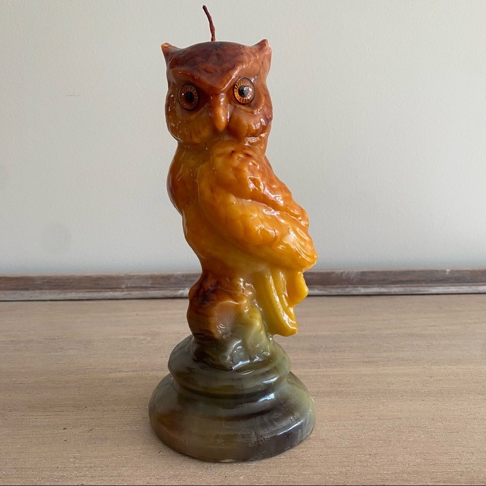 Vintage Owl on Perch Wax Candle