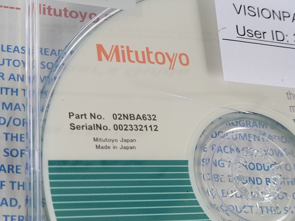 Mitutoyo Visonpak V7.0 Software CD for Vision Probe 02NBA621