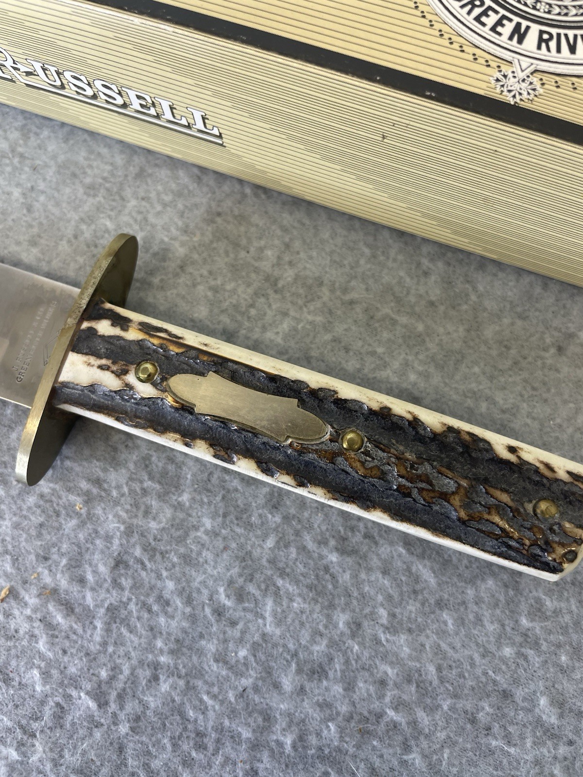 J. Russell Green River Works Argentina Bowie Knife Stag Handle