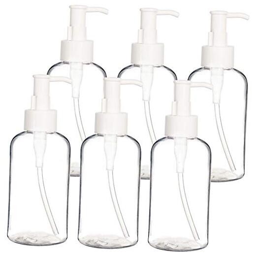6 Pack Plastic Pump Bottles 8 Ounce, Refillable Plastic Pump Bottles Clear