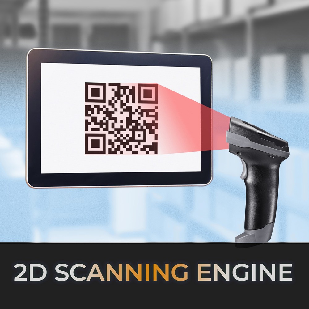 NuScan 3000 Bluetooth 2.4 GHz USB 2D Handheld Barcode Scanner, Cradle