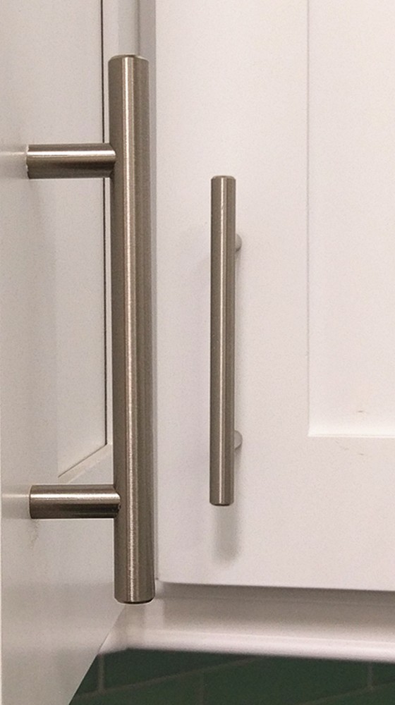 Solid Bar Pull Kitchen Cabinet Handles 3-3/4" Hole 6 inch CABINET PULLS Knobs BN
