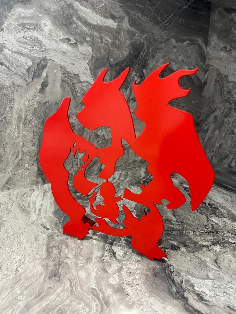 Charizard evolution -Laser cut steel - powder coated Red