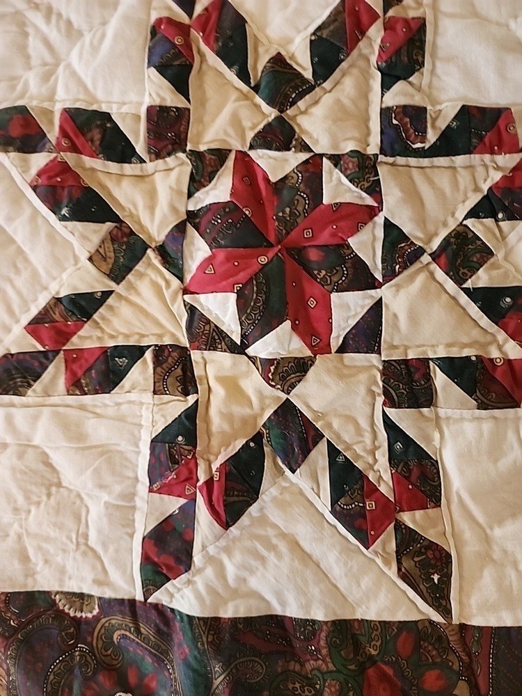 Upcycle Wall Quilt Throw Star Pattern Hand Made 48 X 58