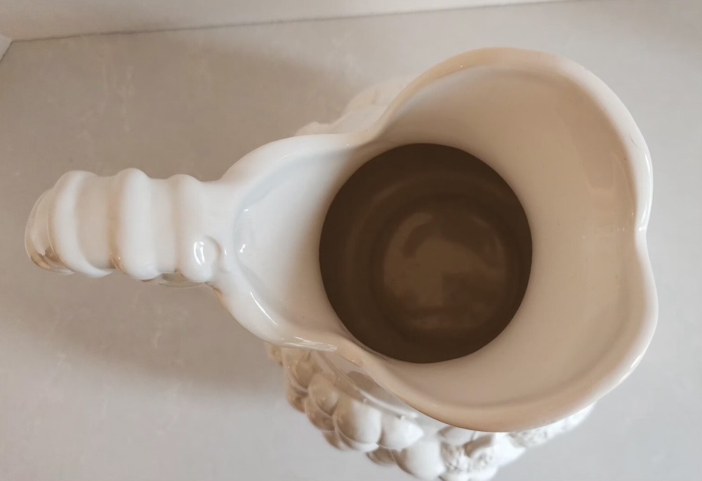 Gibson Houseware Designs White Embossed Fruit Accessories 3 Quart Pitcher 10"