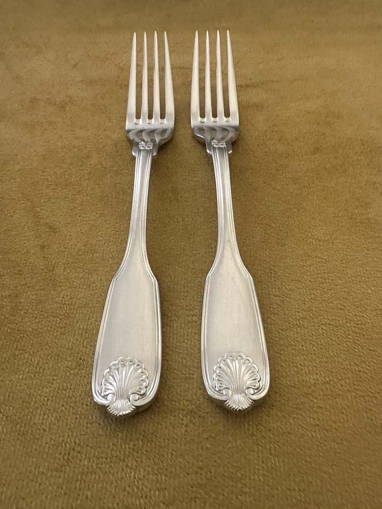 —(2) — Mikasa Sheldon Satin Dinner Forks () -  SHELL PATTERN
