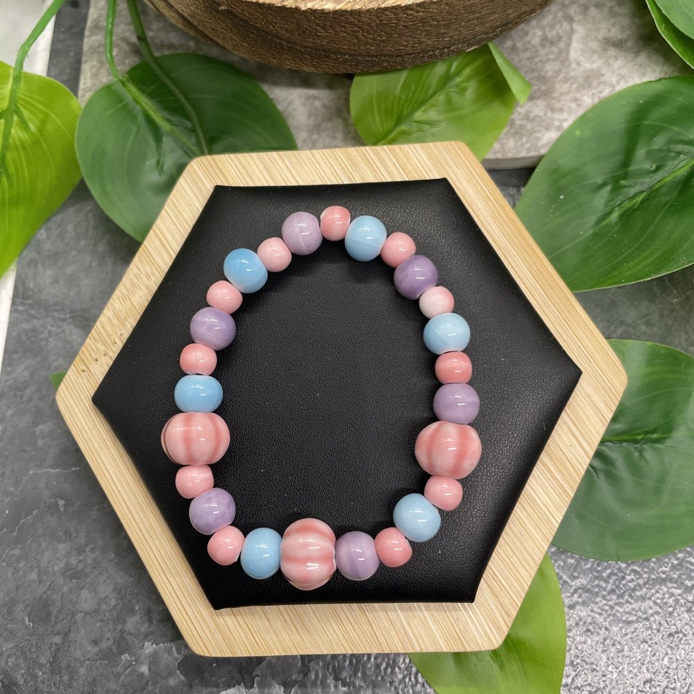 Handmade Ceramic Bead Beaded Stackable 6” Plus Stretch Bracelet New B8996