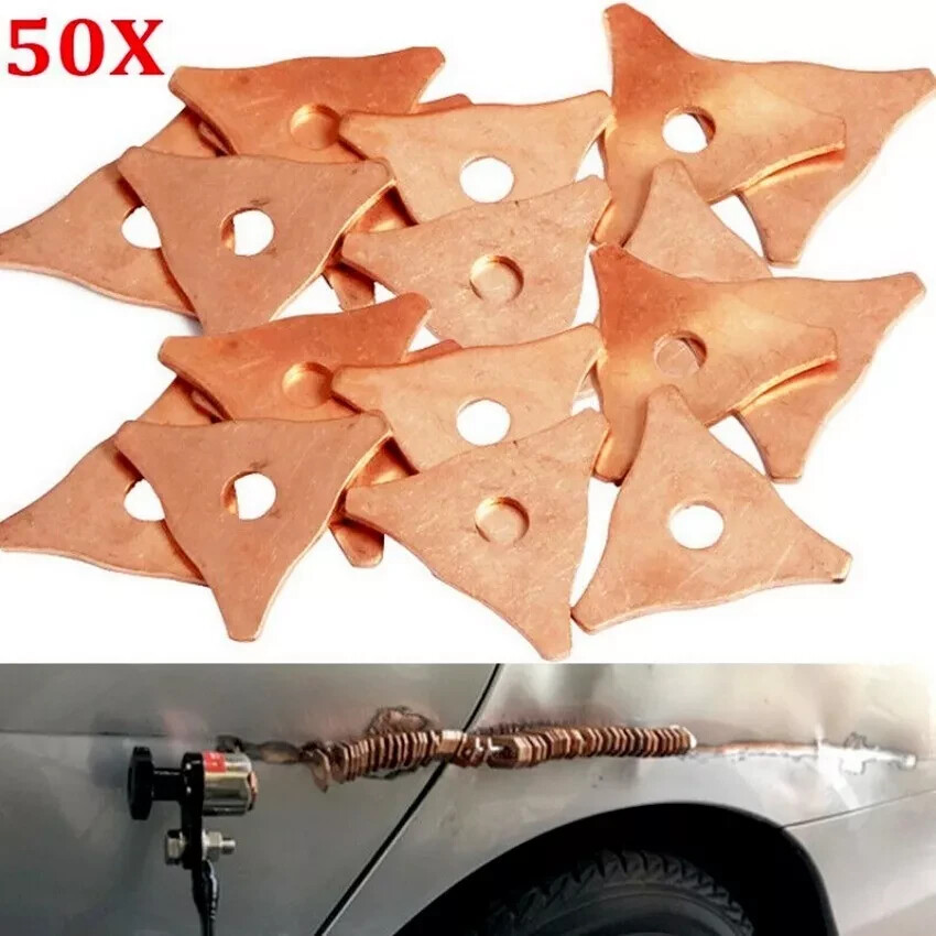 50PCS /Set Triangle Dent Pulling Ring Washer Spot Welder Soldering Panel Puller