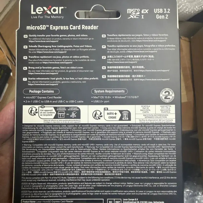 Lexar RW540 MicroSD & USB-C/USB-A Card Reader, NEW
