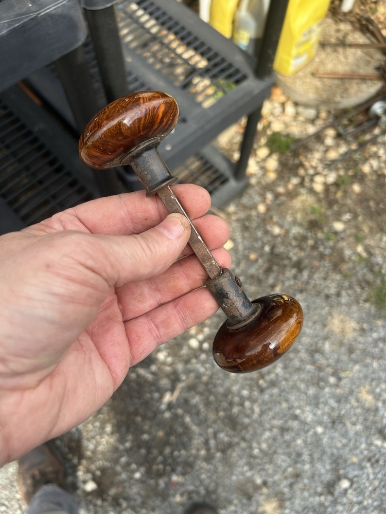 Vintage Brown Marble Tiger Swirl Door Knobs