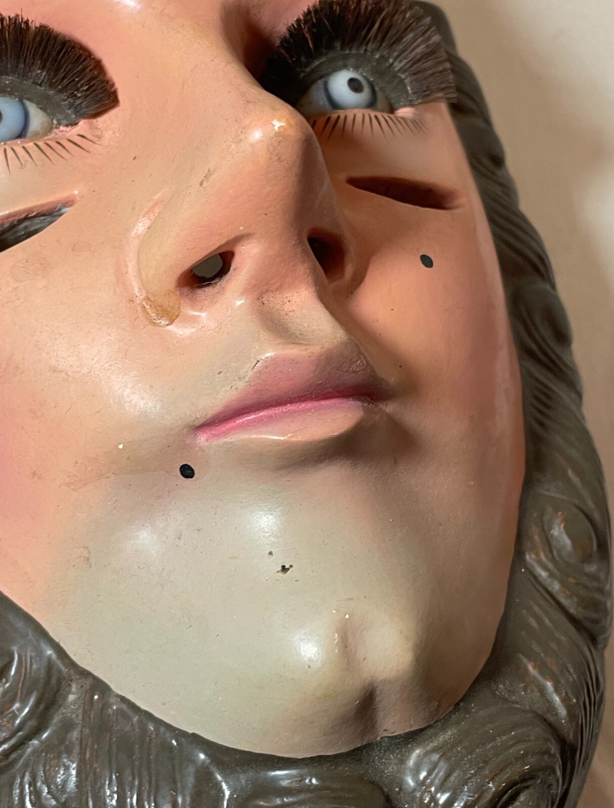 VINTAGE PARACHICOS MASK HAND CARVED WOOD MEXICAN FOLK ART CHIAPAS GLASS EYE