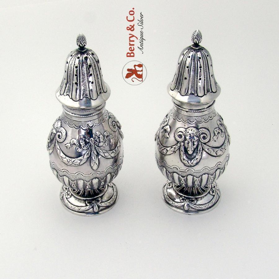 Rams Head Sugar Shakers 800 Silver Pair 1890