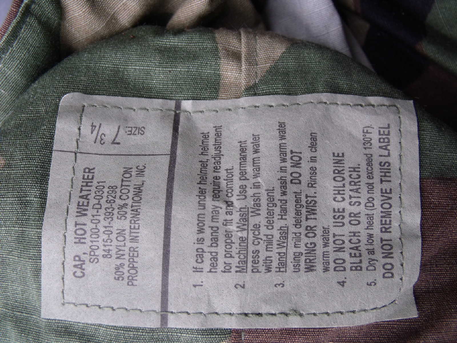 New 7 3/4 7.75 US Army Military Woodland Camouflage USGI Patrol Cap Hat Cover