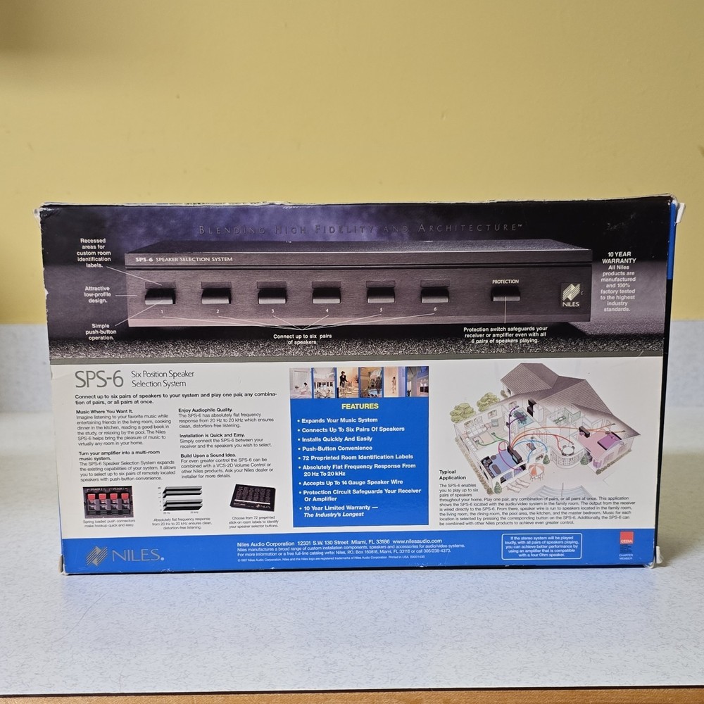Niles SPS-6 Speaker Selector Black Push-Button Convenience Protective Circuit.