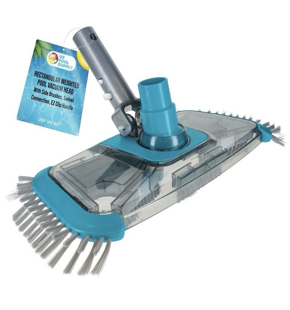 Rectangular Weighted Pool Vacuum Head with Side Brushes, Swivel Hose Connection