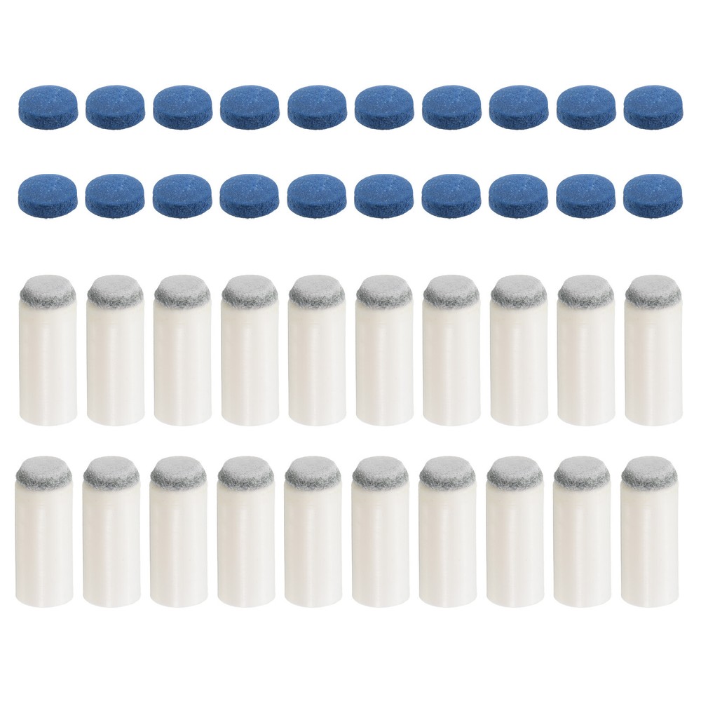 10mm Billiard Stick Tips Set, 20 Pair, Blue Grey