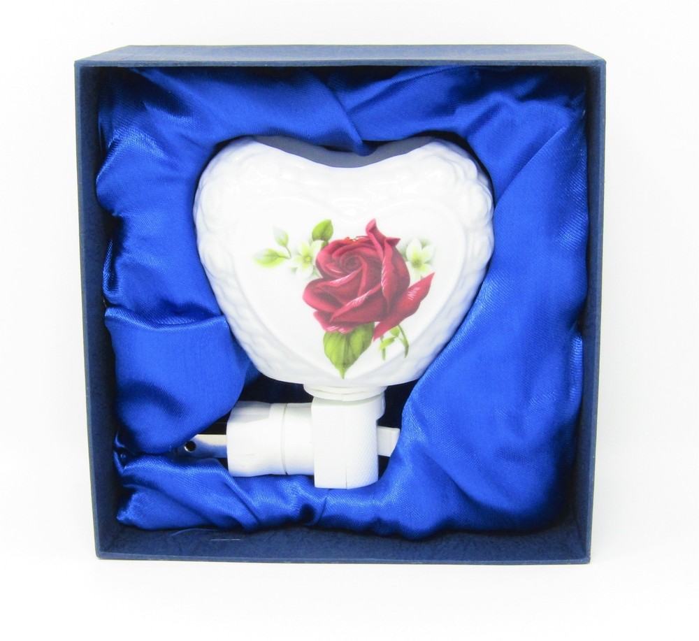 Night Light Red Rose Artisan Hand Crafted Ceramic Multi Directional - New!
