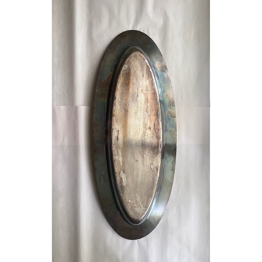 USN Officers' Open Mess Platter by R. Wallace, Silver Soldered, 25" Rope Rim