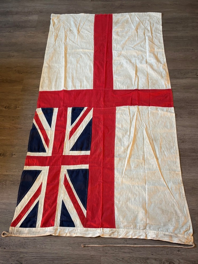 WWII BRITISH NAVAL ENSIGN FLAG SEWN EXAMPLE.