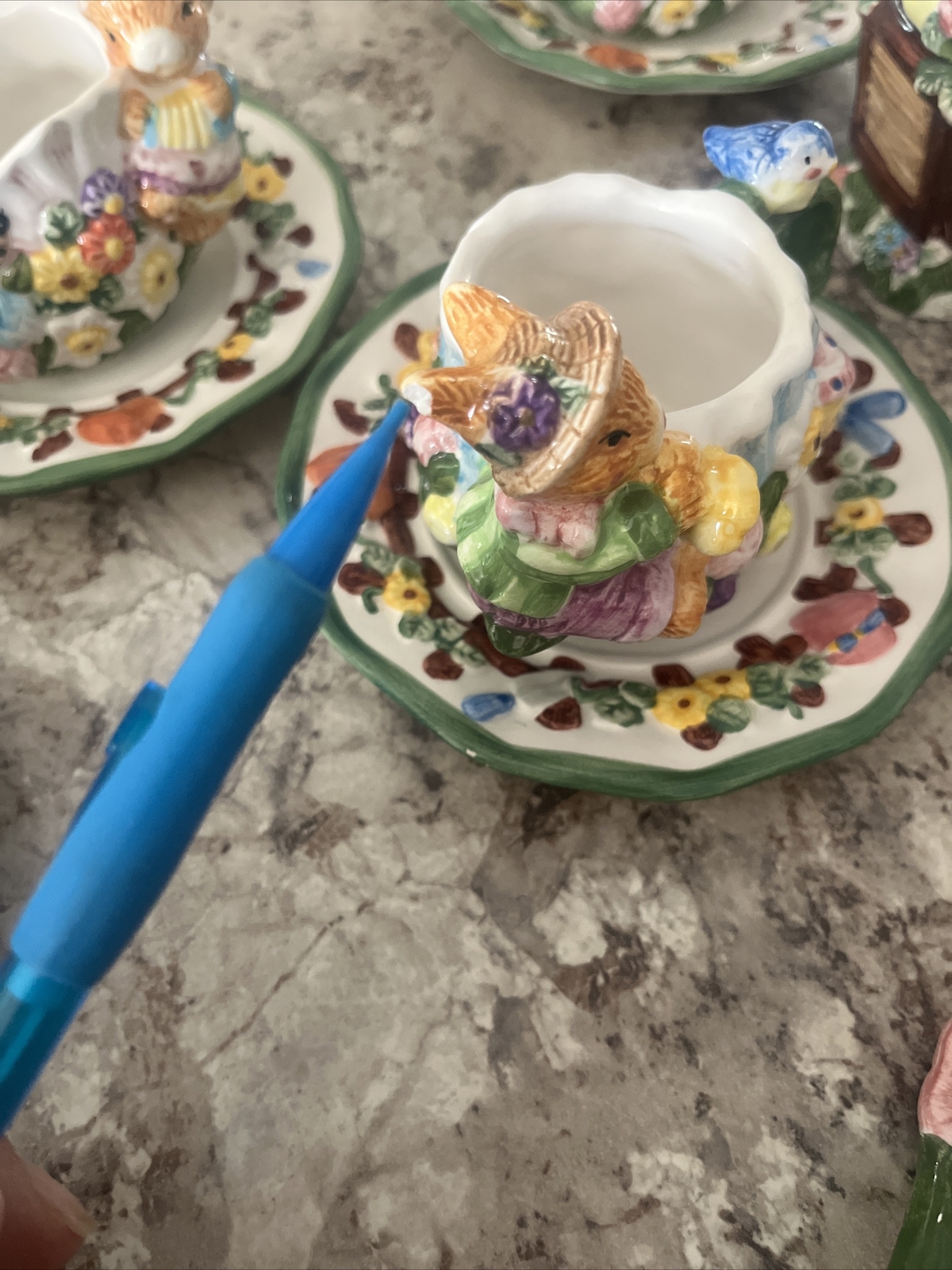 1999 Mercuries Garden Party Springtime Easter Bunny Tea Party 15 Piece Set VTG