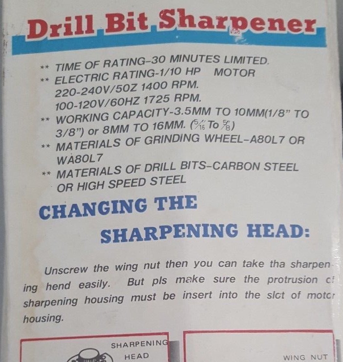 Stonycraft drill bit sharpener Motor Unit ONLY!!