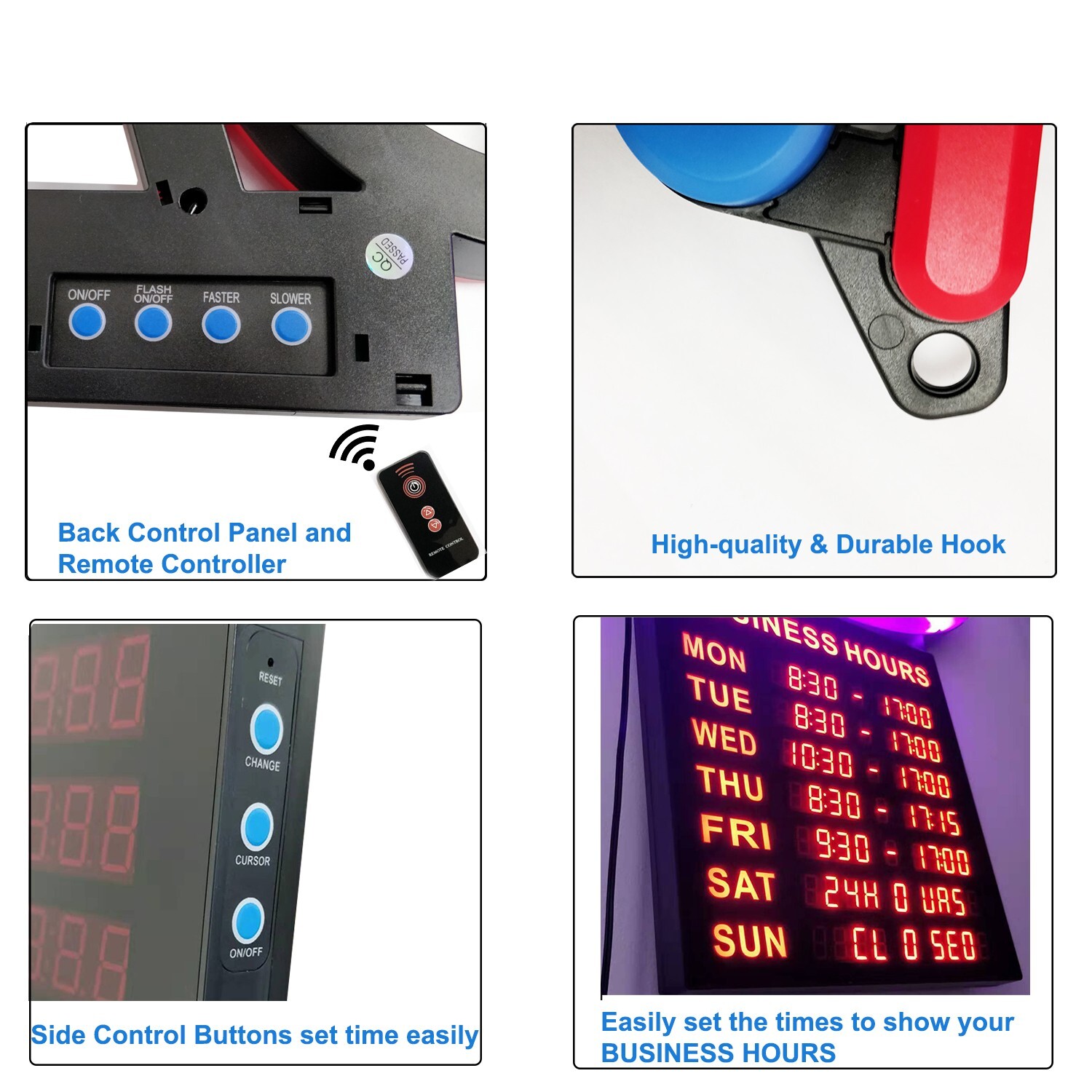 Super Bright SMT LED Open Sign with business hours (flexible minute adjustment)