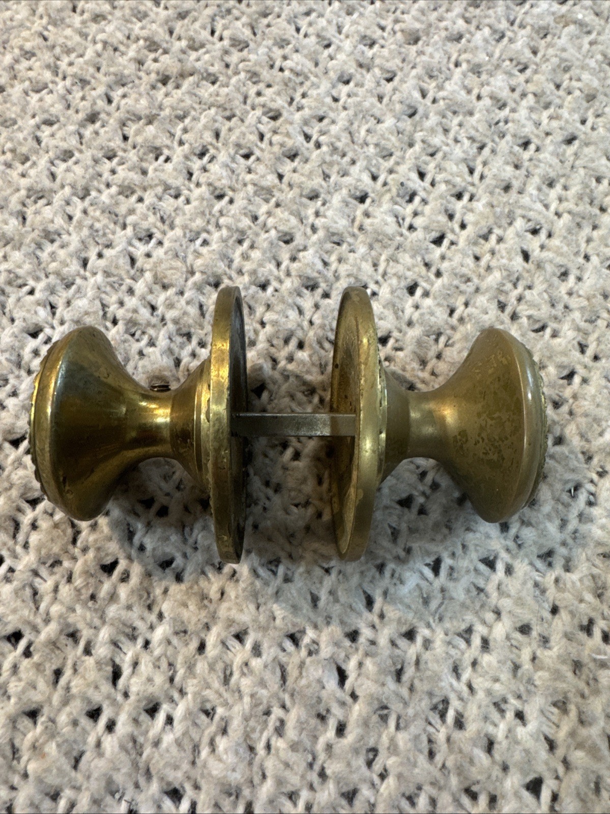 Vintage Ornate Solid Brass Door Knob, Portugal, Mid-Century, Floral Rosette