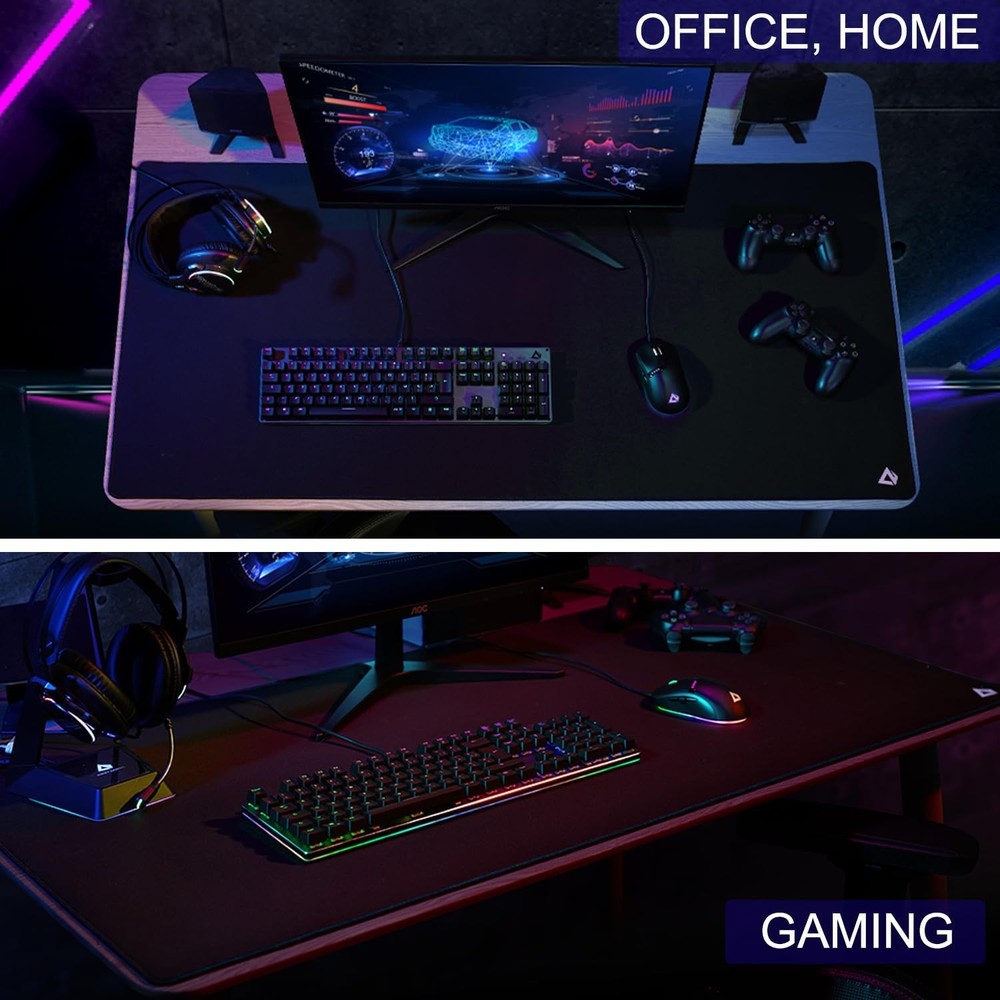Large Gaming Mouse Pad, XXL Extended Computer Keyboard Mouse Mat with Stitche...
