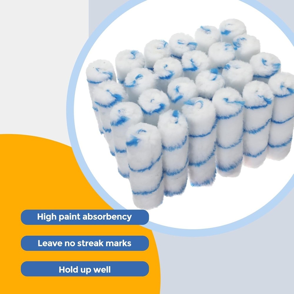 150 Pcs 6" x 1/2" Paint Roller High Density Microfiber Refills Mini Covers Paint