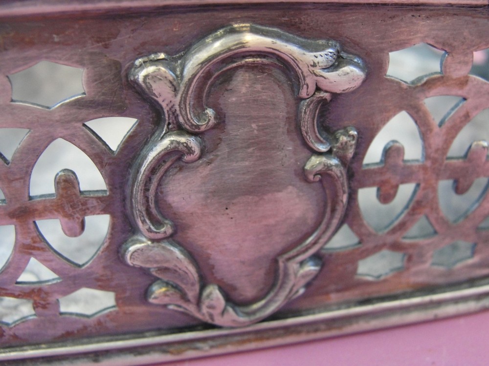 Ornate Reticulated Silver Metal dish