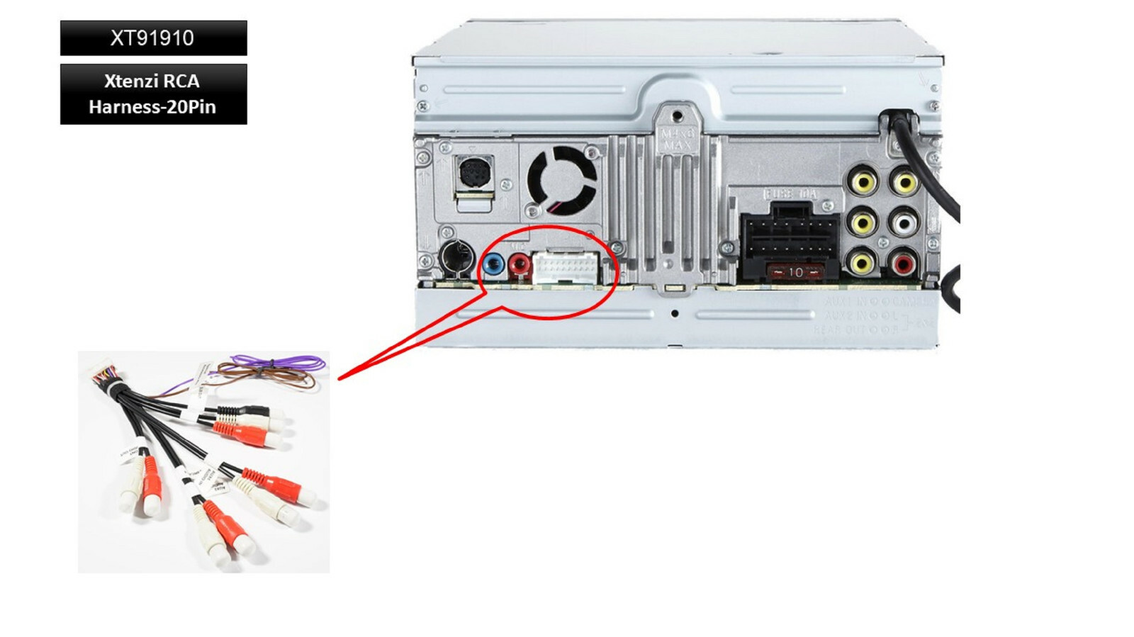 Xtenzi 20Pin AV RCA Harness for Sony XAV602BT XAV712HD XAV601BT XAV701HD