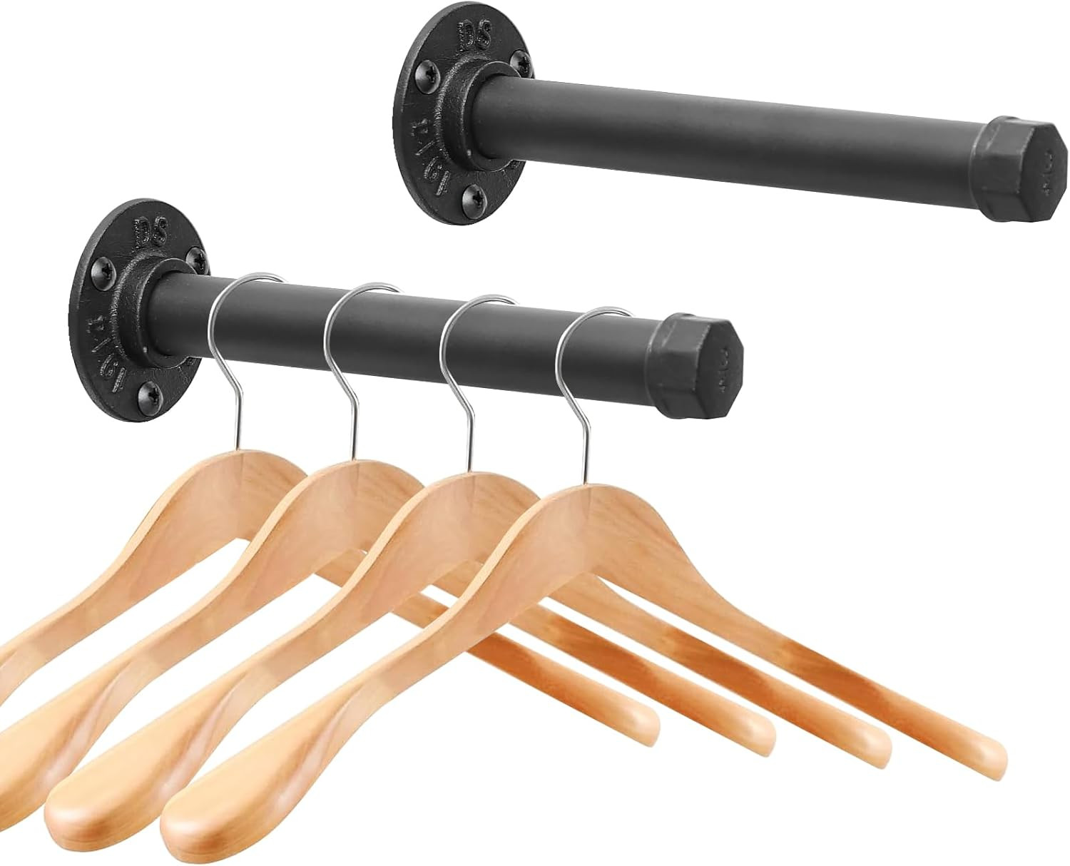 Cast Iron Wall Mounted Clothes Rack, Heavy Duty Industrial Pipe Clothing Rack fo