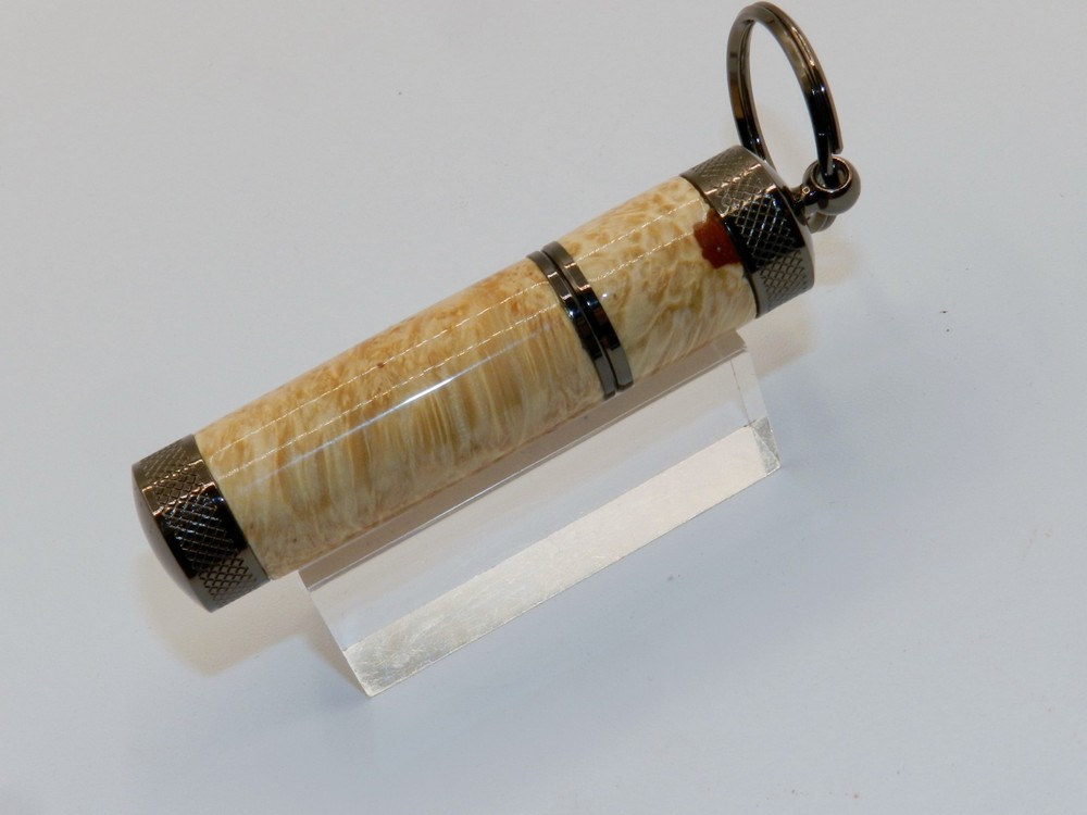 Handmade Key Chain Lighter w/ replaceable flint. Made from Box Elder Burl. #43