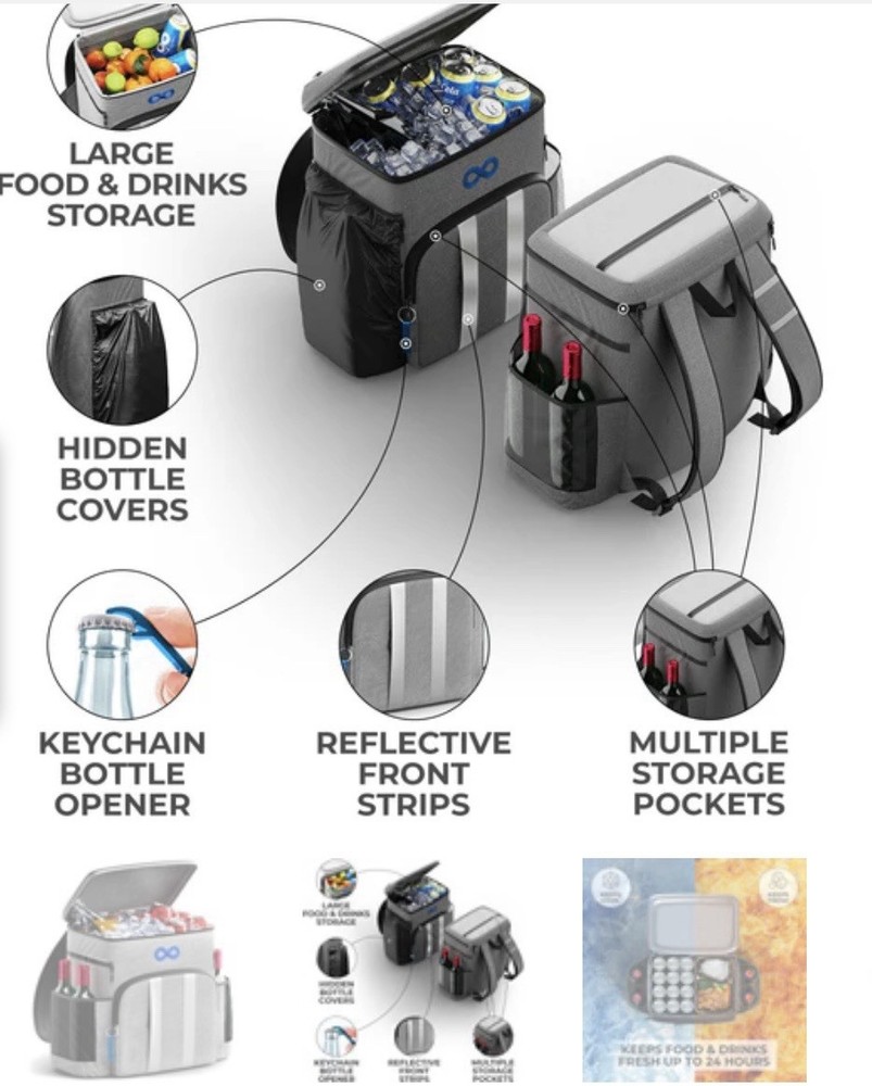 NEW $63.99 Large Capacity Gray Cooler Backpack