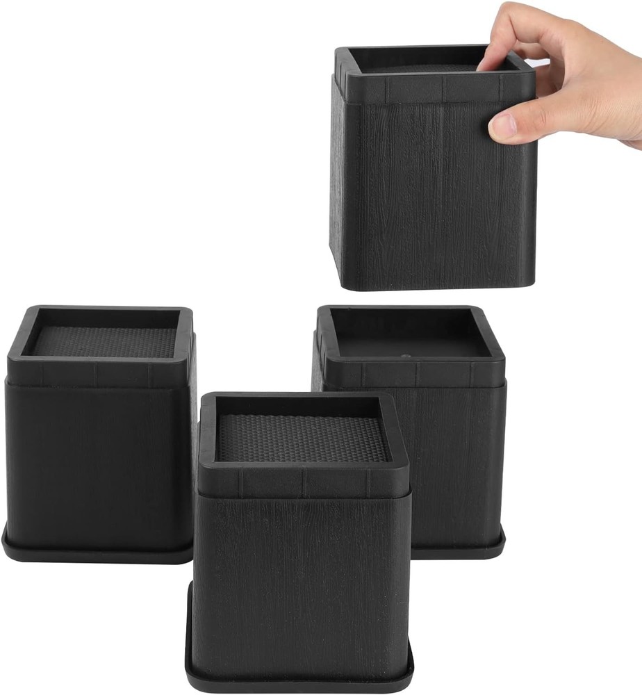 Stackable 4 Inch Bed Risers - Couch Sofa Table Leg Extenders