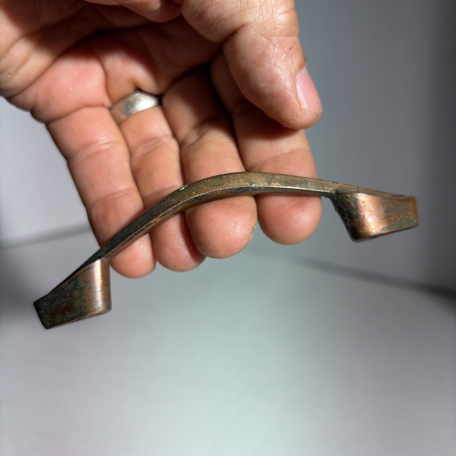 Vintage Single Mid Century Modern Copper Drawer Pull Handle