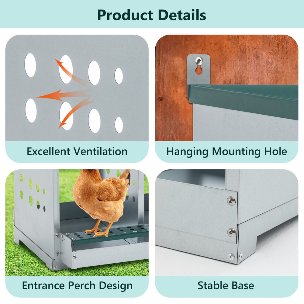 6 Room Metal Chicken Nesting Boxes 6 Compartment Egg Coop