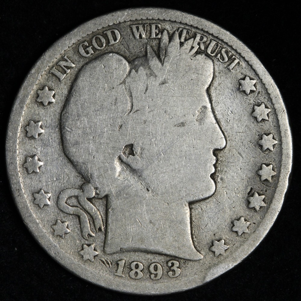 1893 Barber Silver Half Dollar GOOD E374 QCF