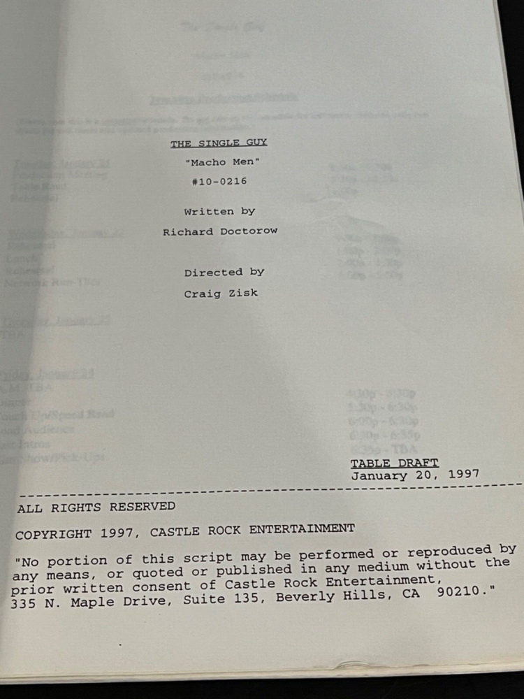 1997 THE SINGLE GUY, "MACHO MEN" TV EPISODE SCRIPT ORIGINAL Ernest Borgnine