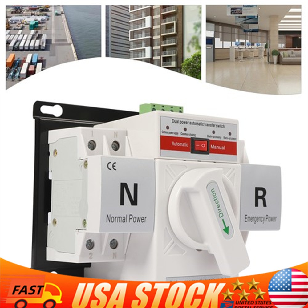 63A 2P 110V Dual Power Automatic Transfer Switch Changeover Transfer Switch