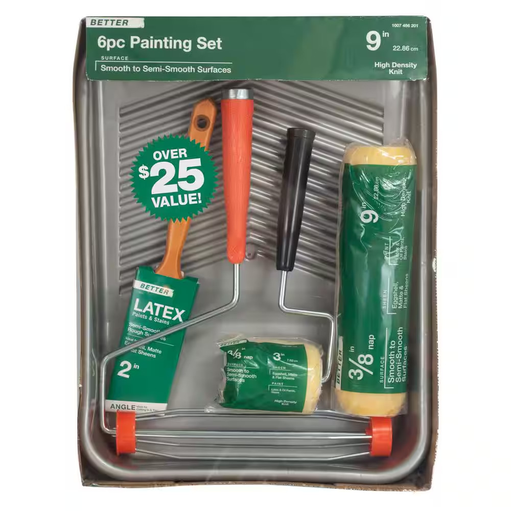 6-Piece Plastic Tray/High-Density Polyester Knit Paint Applicator Kit