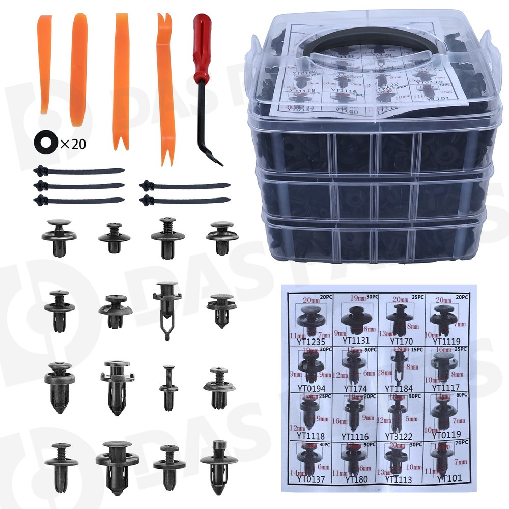 670PCS Car Retainer Clips Auto Panel Trim Fasteners Push Pin Rivet Bumper Kit