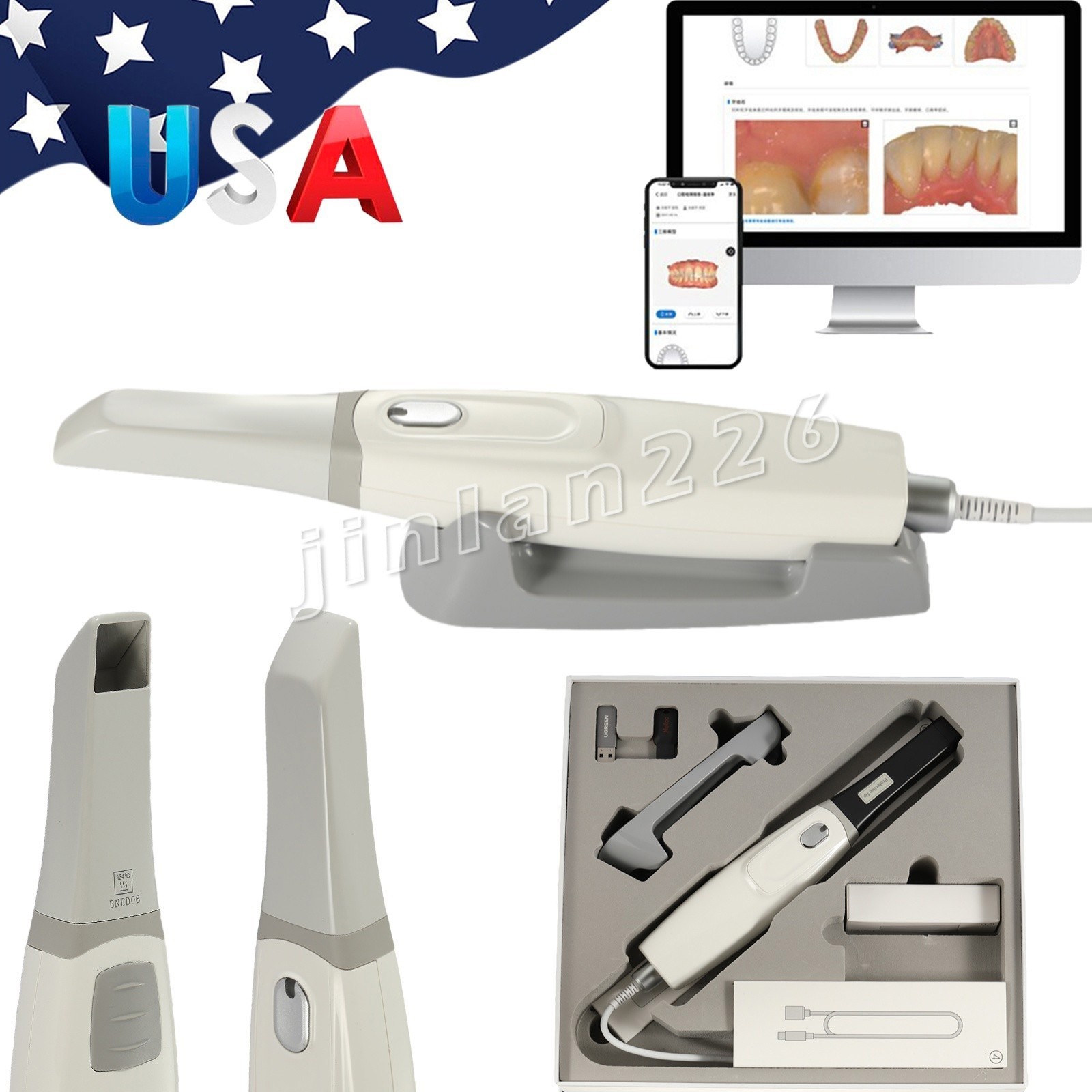 Dental Intra-oral Scanner 3D Real-time Display w/ AI Scanning Software+4 Tips US