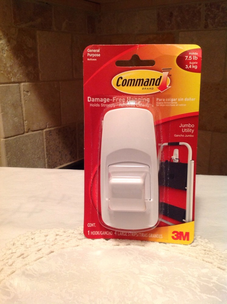 Command Jumbo Plastic Hook with Adhesive Strips, 4-Hooks